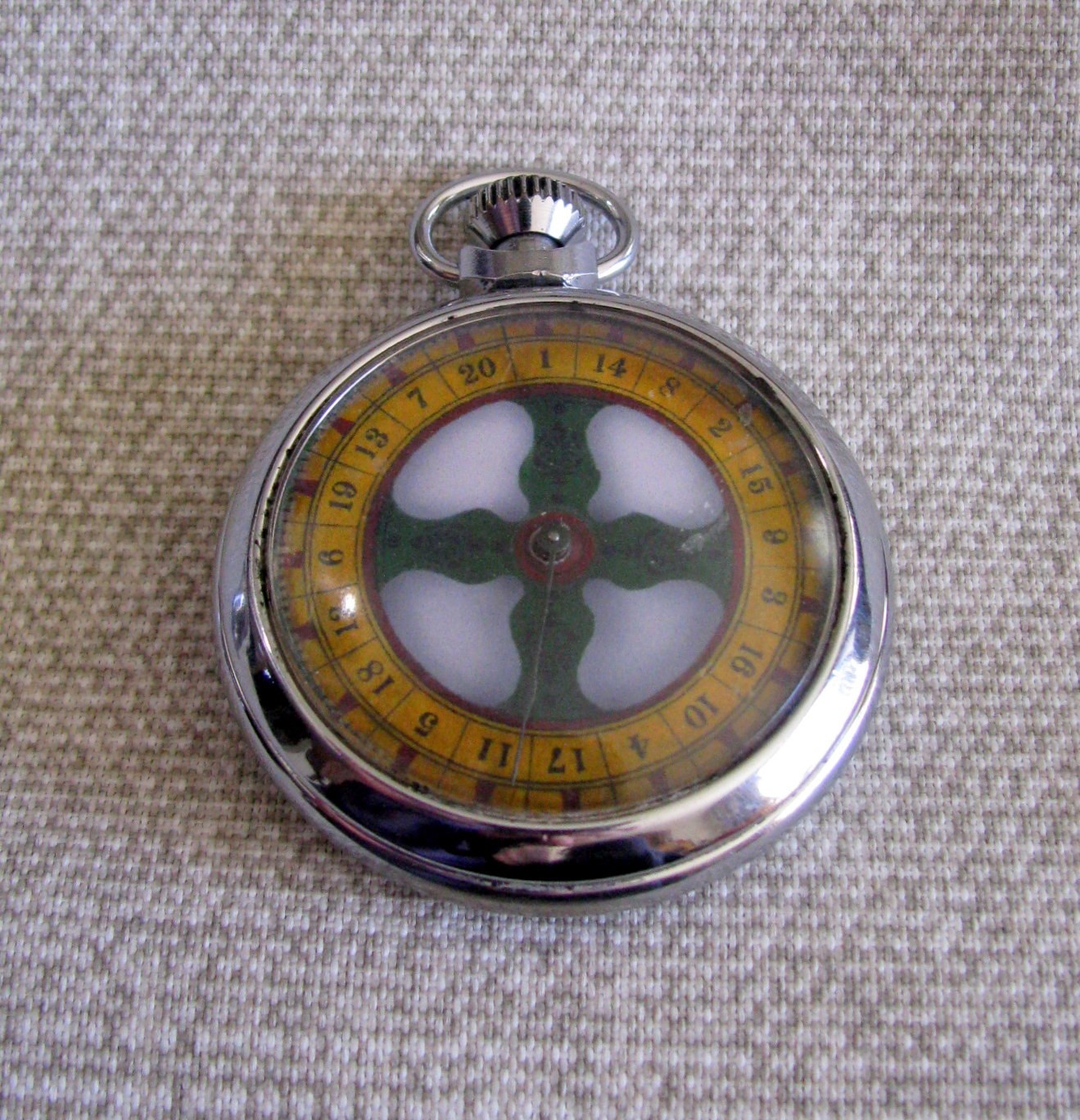 SCARCE PATTERN POCKET WATCH STYLE VINTAGE MECHANICAL DEVICE GAMBLING WHEEL