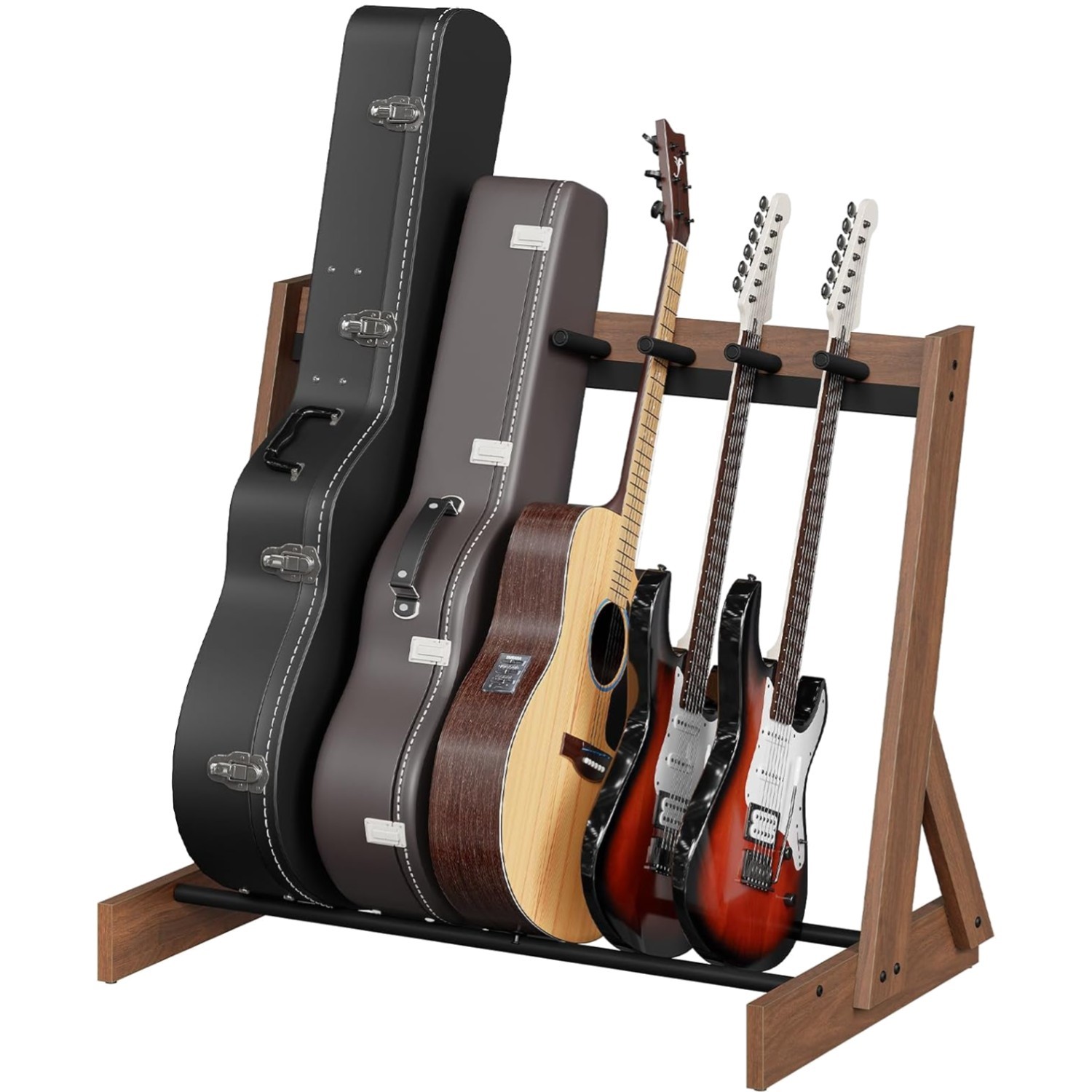 Guitar Stand, Hardwood Guitar Rack for Multiple Instruments, Multi-Guitar Sto...