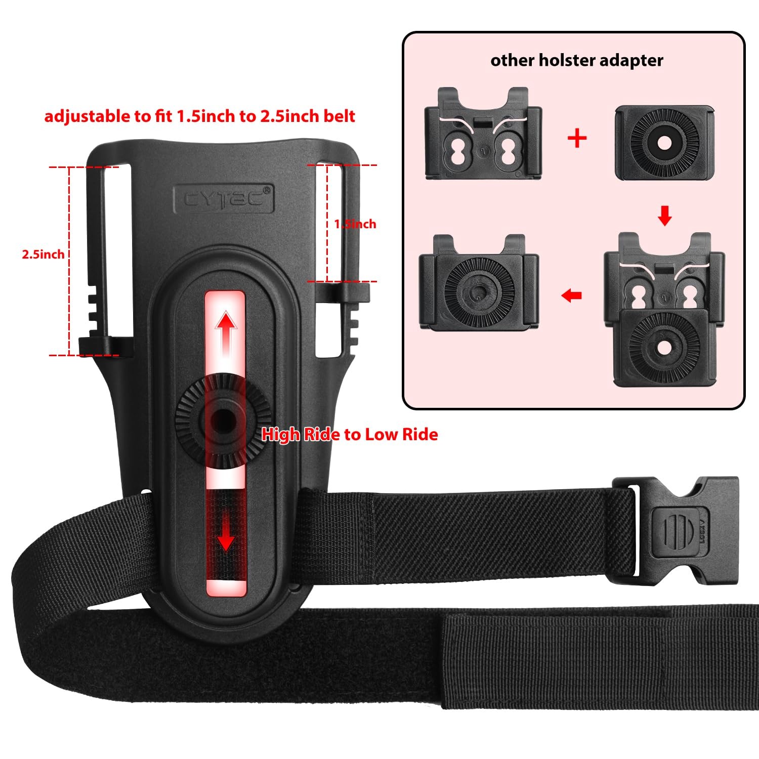 CYTAC Mega-Fit Light Holster for Streamlight TLR-1/TLR-2, Right Hand