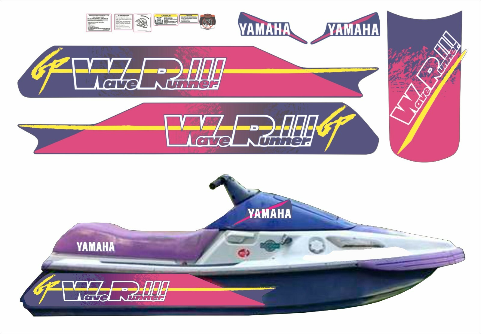 YAMAHA WAVERUNNER 1994  GEN 3 Graphics / Decal / Sticker Kit