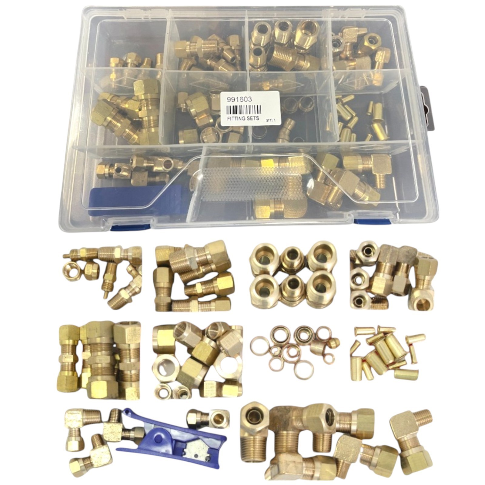 Air Brake Line Fitting Kit DOT 1/8" 1/4" 3/8" 1/2" Nylon Tube Cutter 84 Pieces