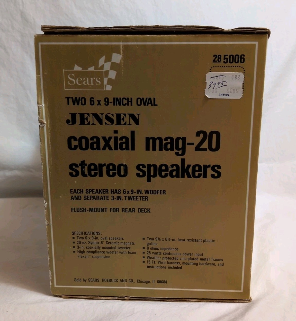 Vintage Sears Jensen Mag-20 stereo speakers NOS