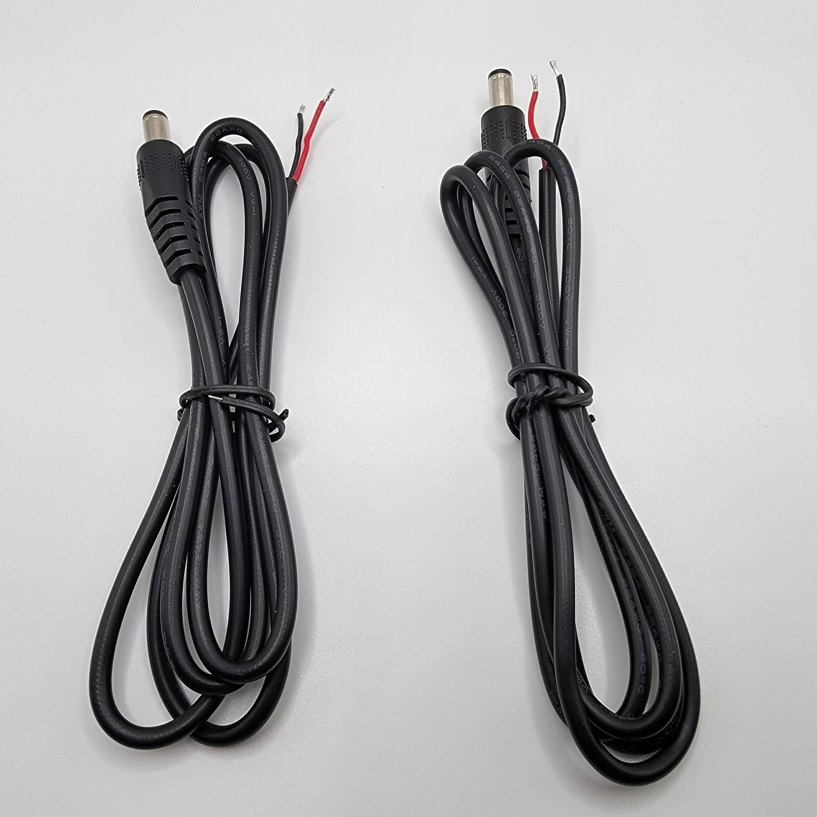 DC Power Cable Male Plug to Bare Wire 5.5mm x 2.1mm 12V Adapter Cord 2A (5 Pack)