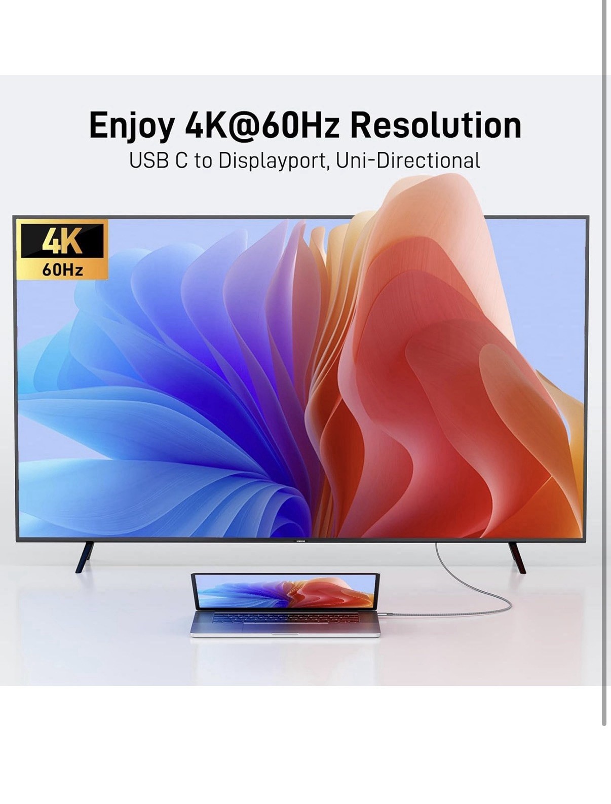 Acer USB C to Displayport Cable 6.6 FT (4K@60HZ 2K@165Hz), Type-C to Displayport