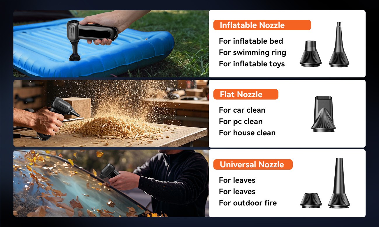 WOLFBOX DF100 150000RPM Electric Air Duster Turbo Fan Black 3 Speed Adjustable