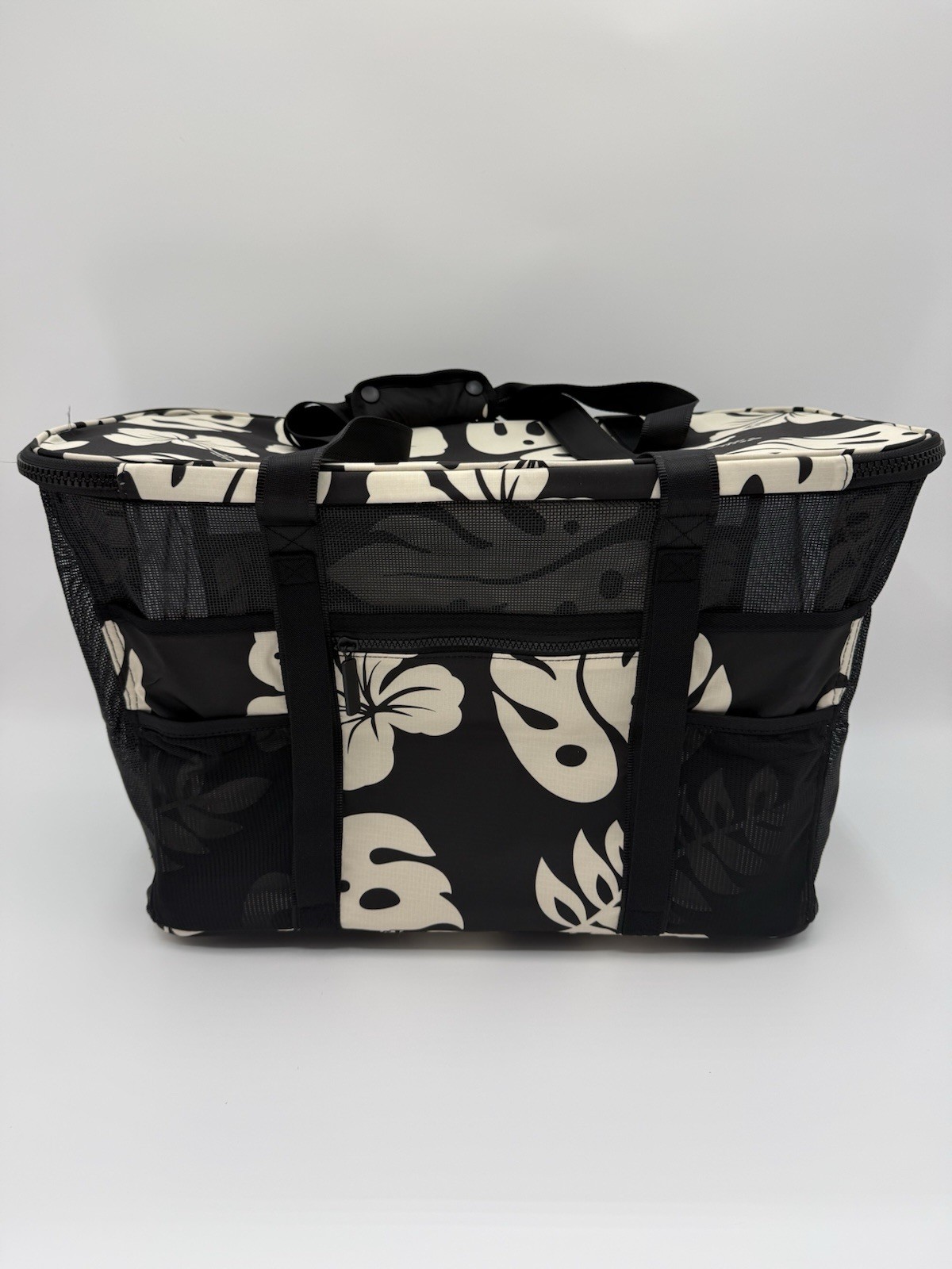 Aloha Collection CleverMade Collapsible Beach Tote Bag - Floral Black