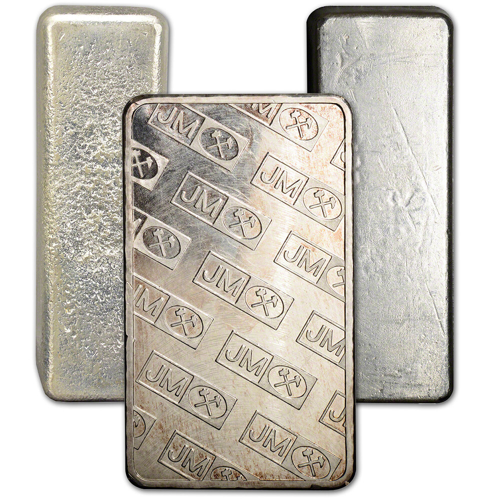 100 oz JM Silver Bar - Johnson Matthey .999 Fine Random Design