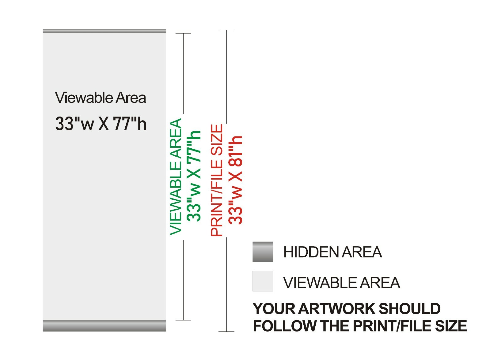 33" x 81" Premium Retractable Roll Up Vinyl Banner Stand Display + Free Printing