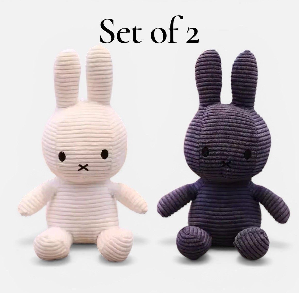 (Set of 2)  Miffy Plush Rabbit White Purple Gray Sitting LARGE Toy Pillow Home