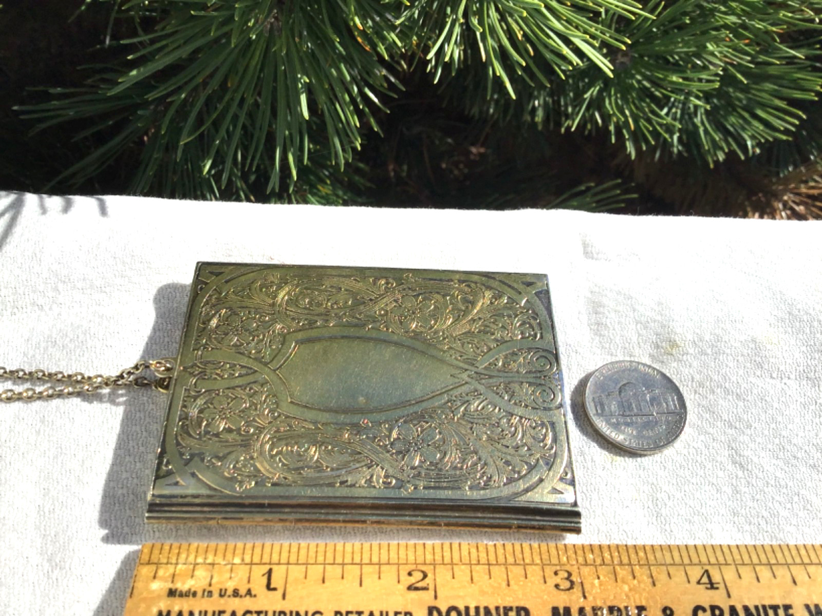 Gilt sterling Edwardian calling card case with hand chain William Kerr Co 1905