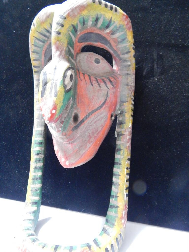 ANTIQUE MEXICAN DANCE SNAKE MASK CARVED WOOD MEXICO - UNIQUE + UNUSUAL