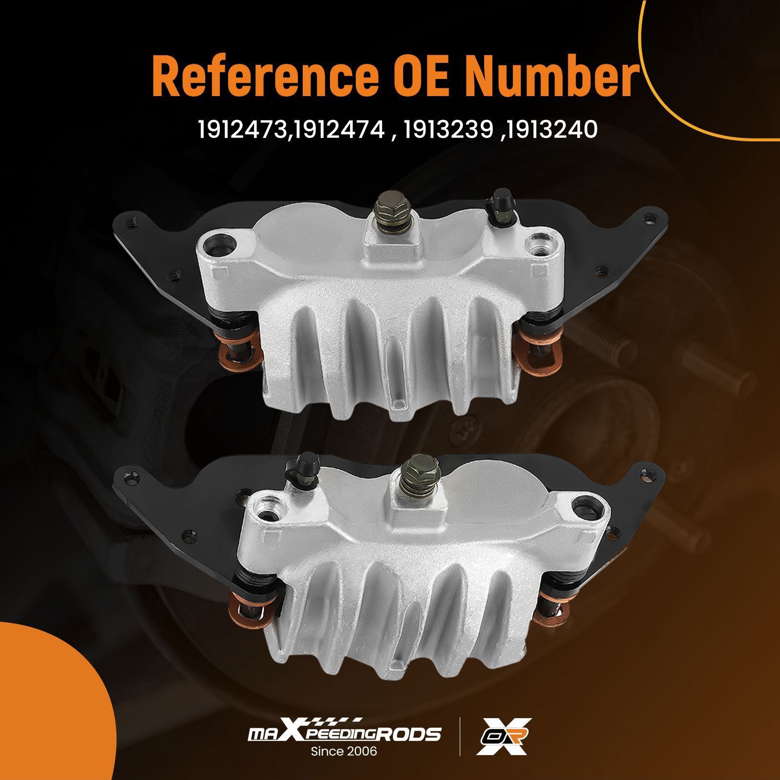 Front Left&Right Brake Calipers & Sintered Pad Set For RZR Turbo 2016-2021