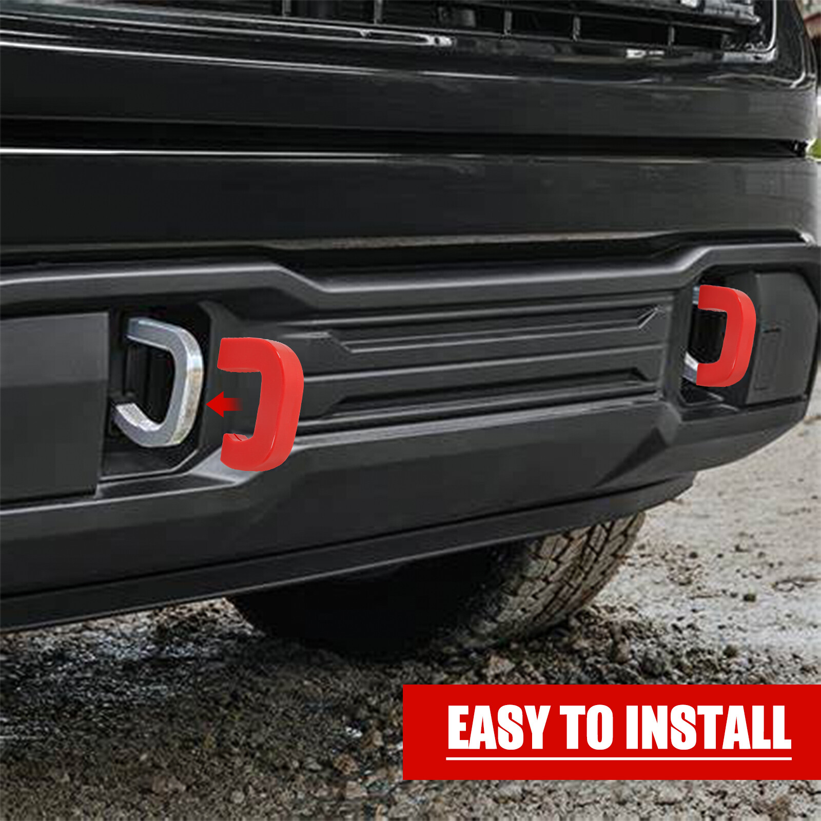 Tow Hook Covers for GMC Sierra 1500 2019-2024 Vertical Tow Hooks Hitch Cover Red