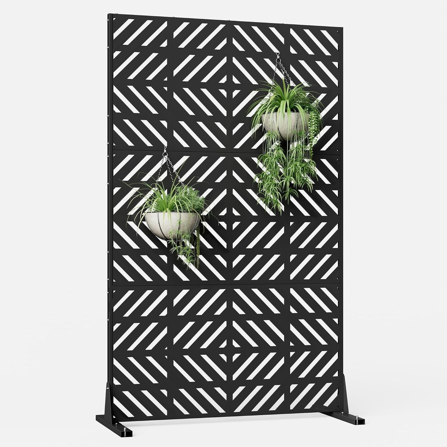 Metal Privacy Screen Outdoor 72" H×44" W,Freestanding Decorative Privacy Screen