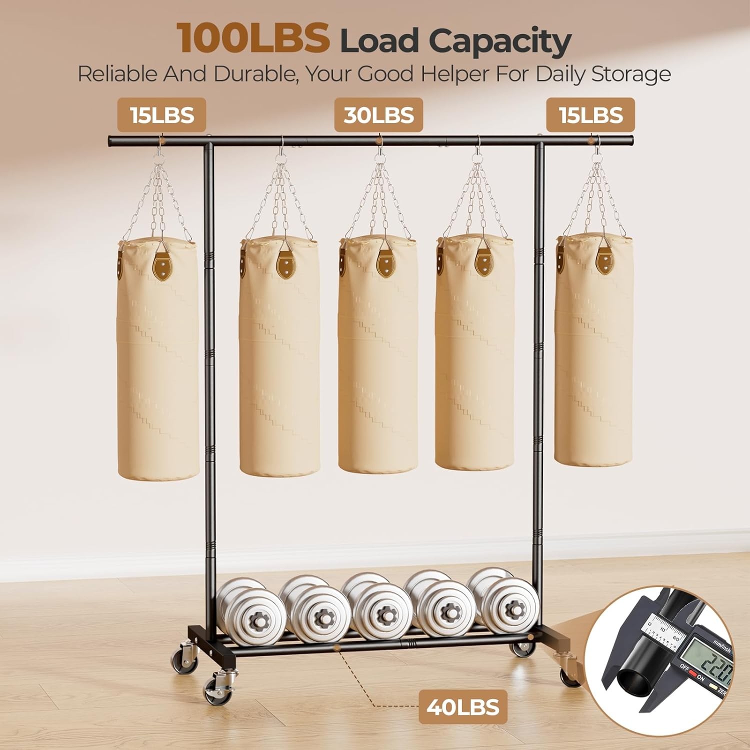 Clothes Rack for Hanging Clothes, Clothing Rack with Wheels, for Laundry, Room-