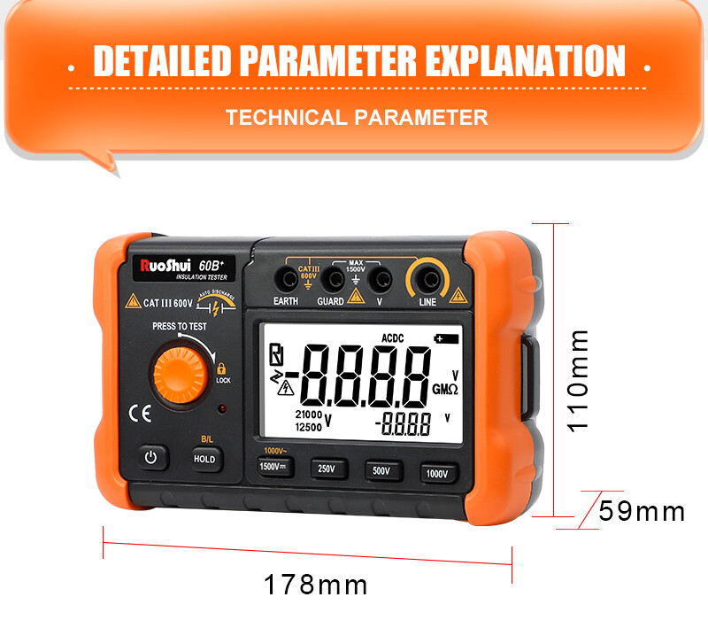 Megger Digital Earth Ground Insulation Resistance Tester Voltmeter