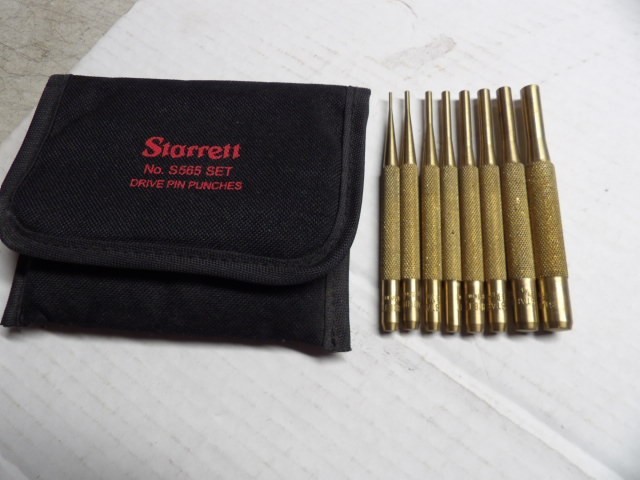 STARRETT  #565 Brass Drive Pin Punch Set, 4" Length, Fabric Pouch  Slightly used