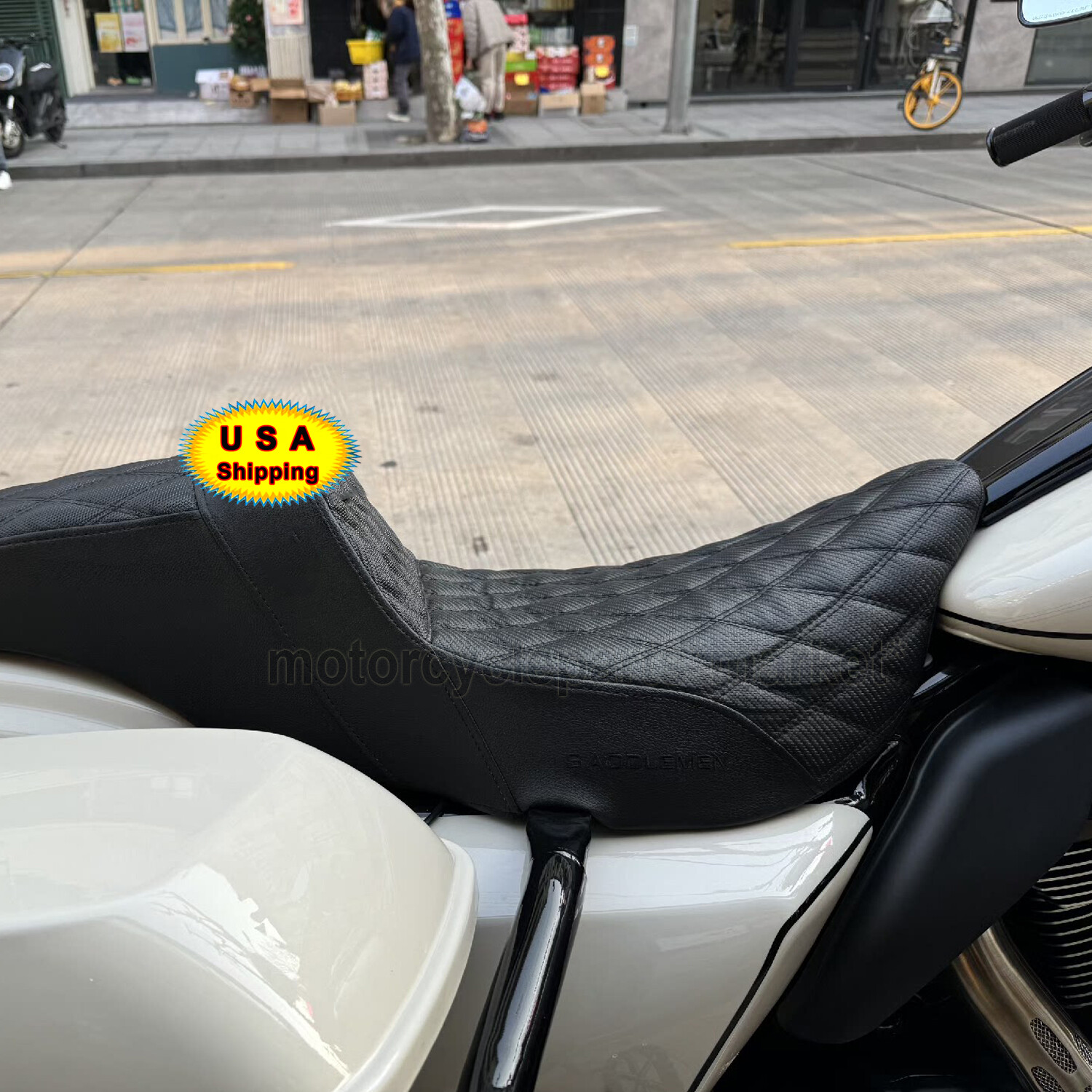 Step-Up Lattice Stitch Seat For Harley 2008-2023 Electra Road Street Glide Black