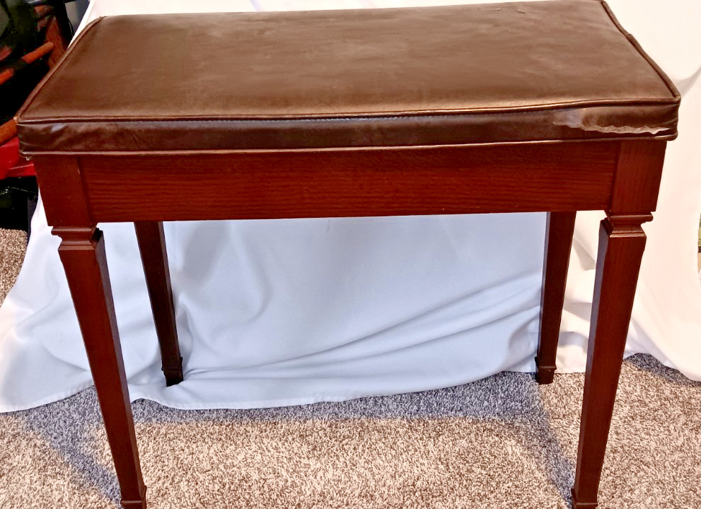 Vintage 1960s Mid Century Modern Piano Organ Bench with Padded flip top Storage