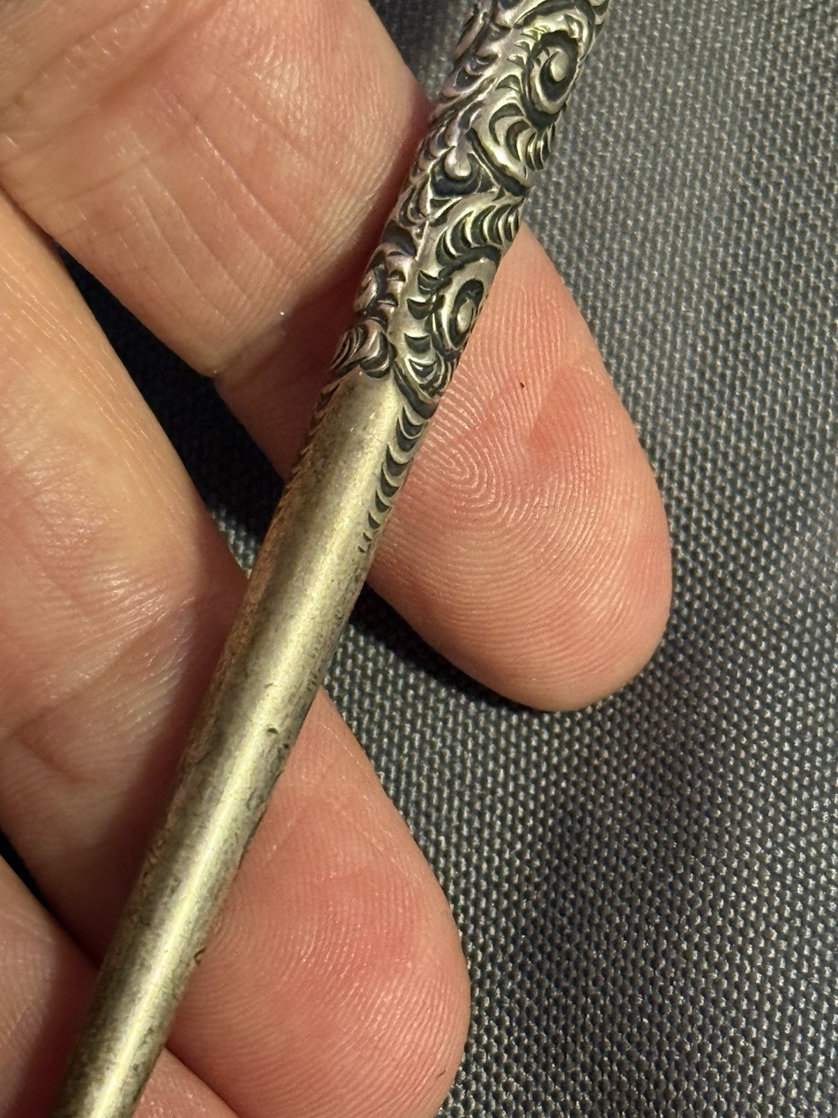 Antique Ornate Sterling Silver Dip Pen Holder quill inkwell