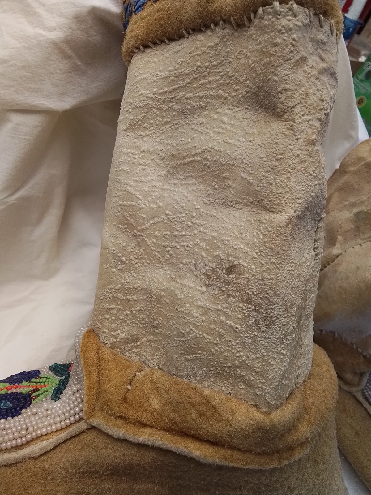 First Peoples Native American High Top Beaded Moccasins Cree Or Ojibwe?