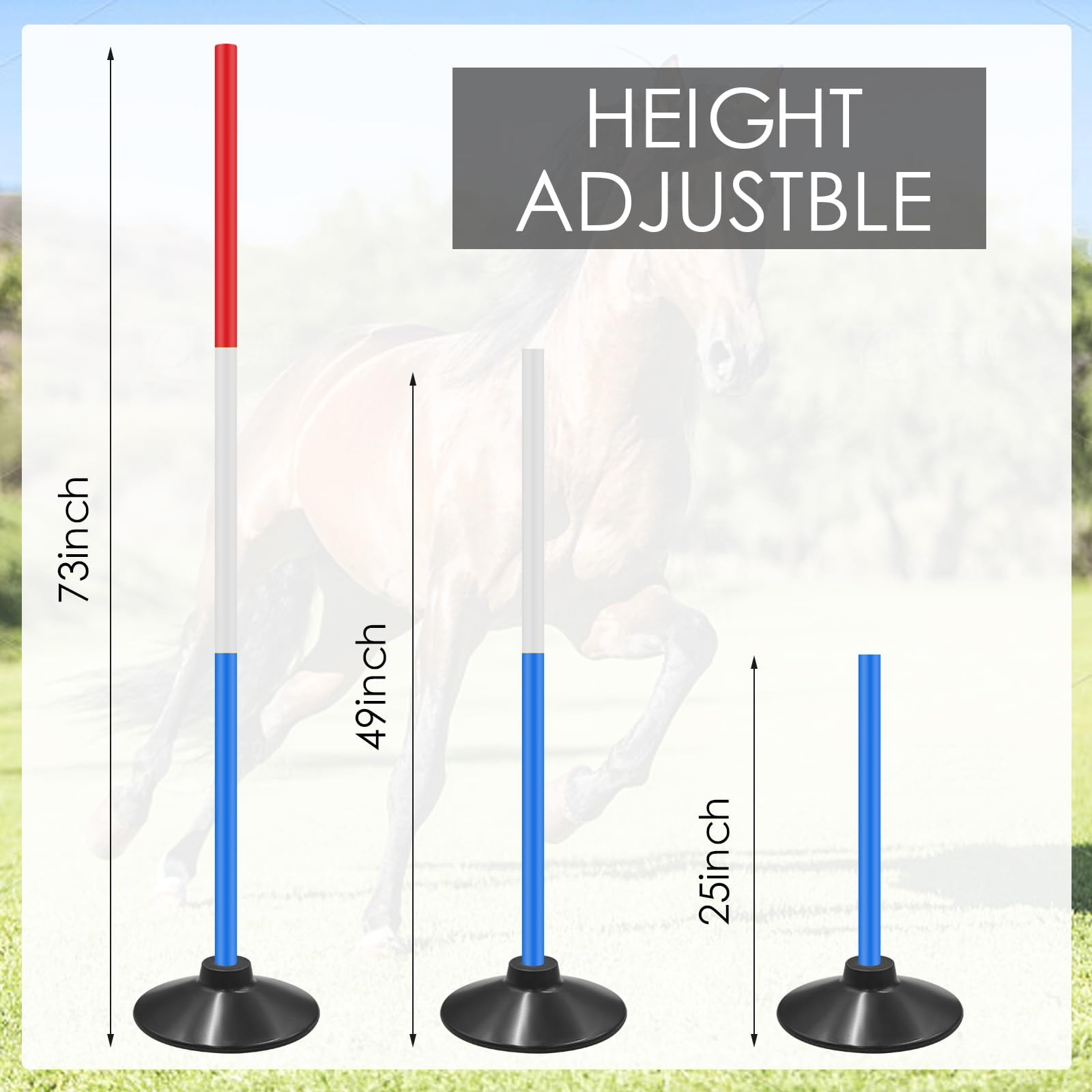 6 Set Pole Bending Poles for Horses 6FT Adjustable Training Equipment for Hor