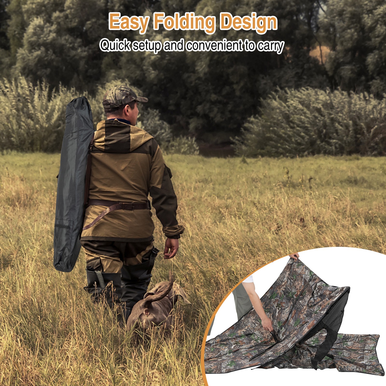 Turkey Hunting Ground Blind 2-Panel Pop Up Fence w/3 Shoot Through Ports