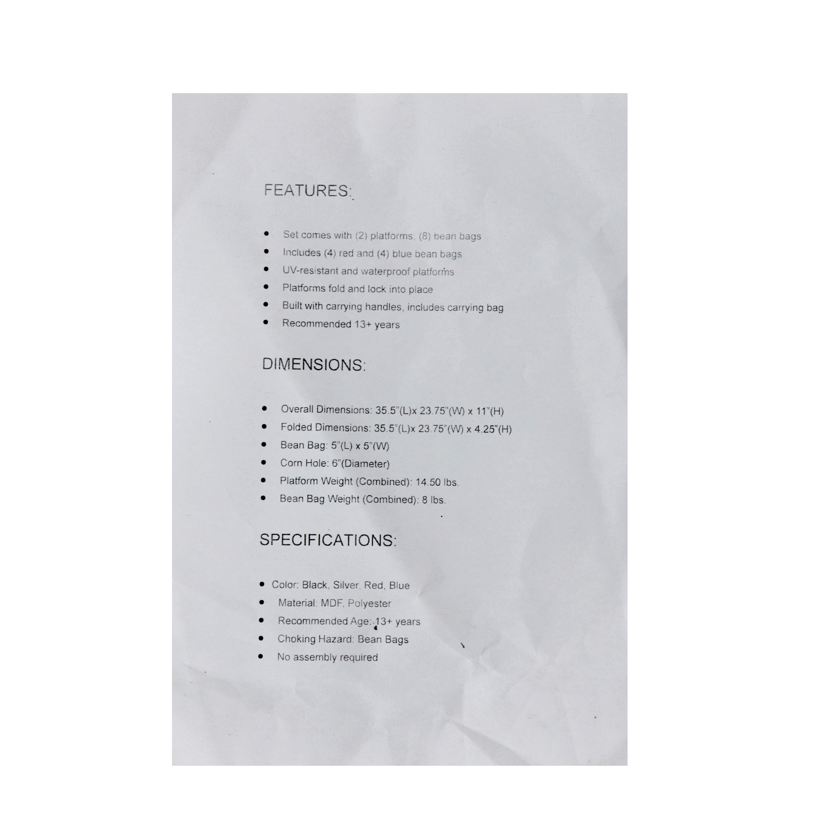 CornHole Bean Bag Toss Game Set Aluminum Frame W/ Carrying Case Portable Design