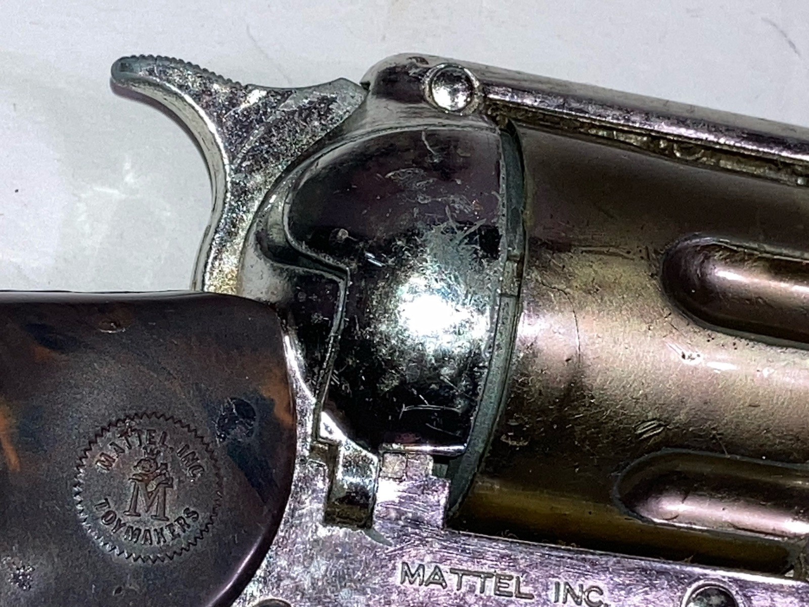 1959 Mattel Shootin' Shell Snub-Nose 38 Toy & Holster, Badge & Papers In Box