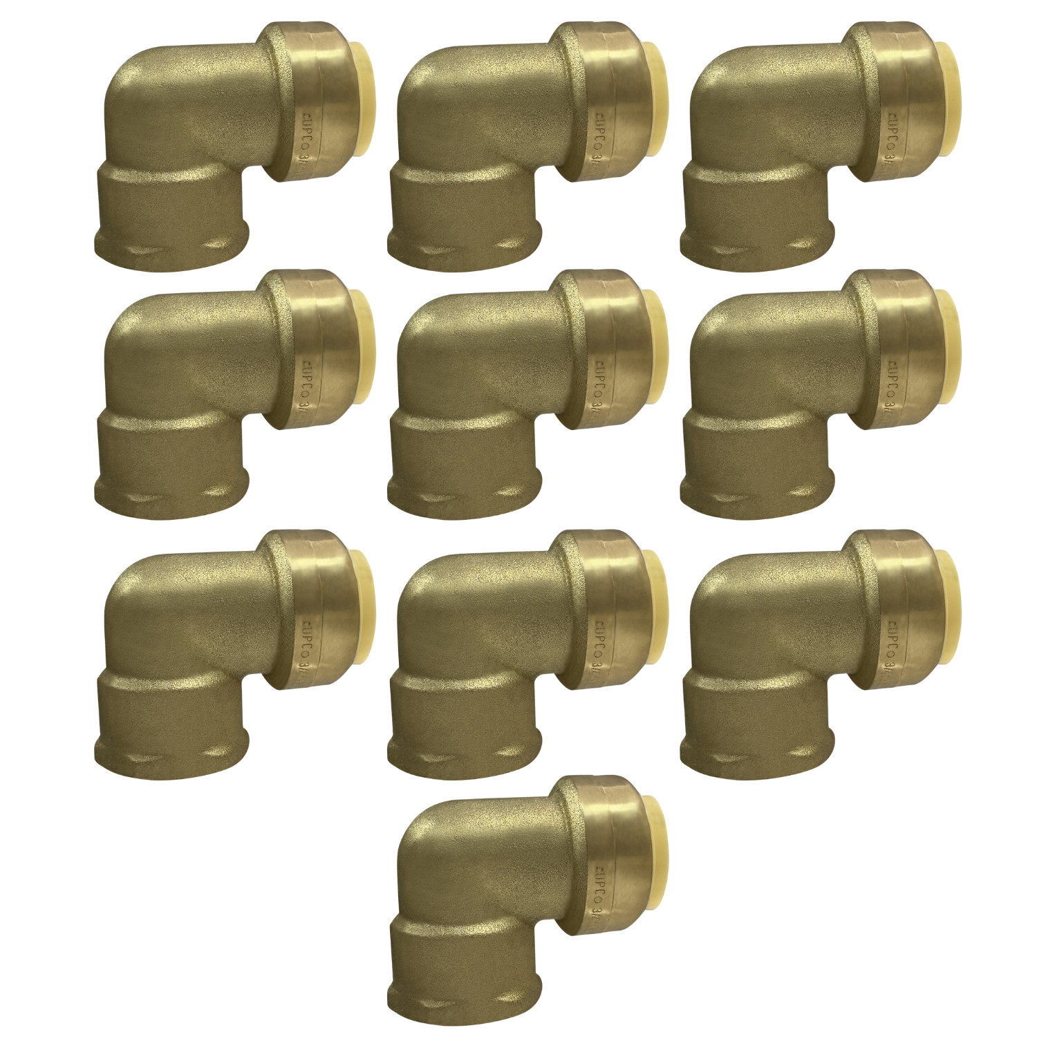 10 Pack XFITTING 3/4" Push Fit x 3/4" Female Elbow, Lead Free Brass, FNPT