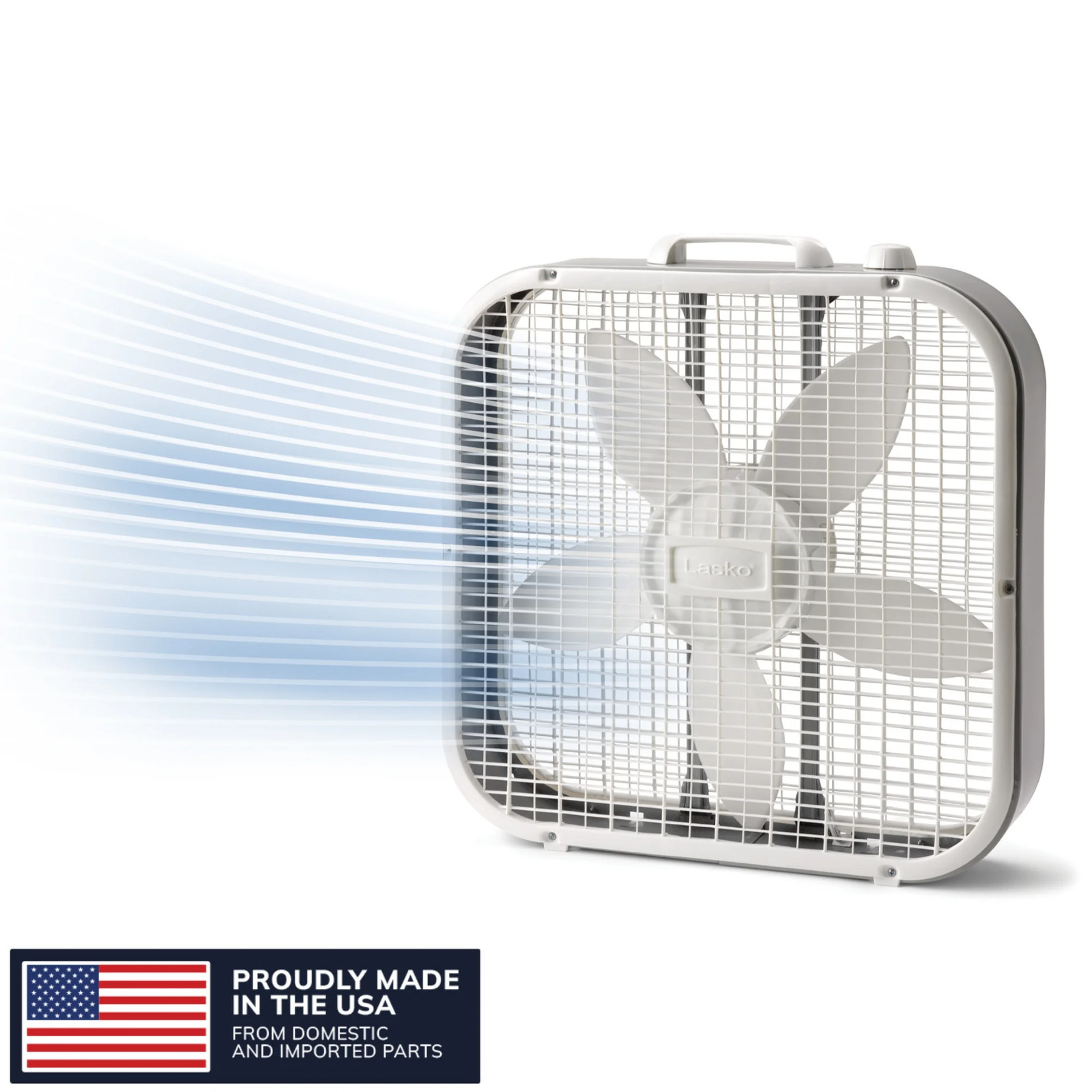 20" Classic Box Fan with Weather-Resistant Motor, 3 Speeds, 22.5" H, White, B202