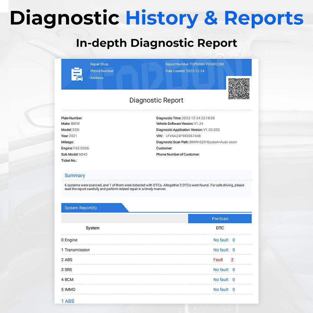 TOPDON AD500 PRO+ Automotive OBD2 Scanner Engine ABS SRS EBP SAS Diagnostic Tool