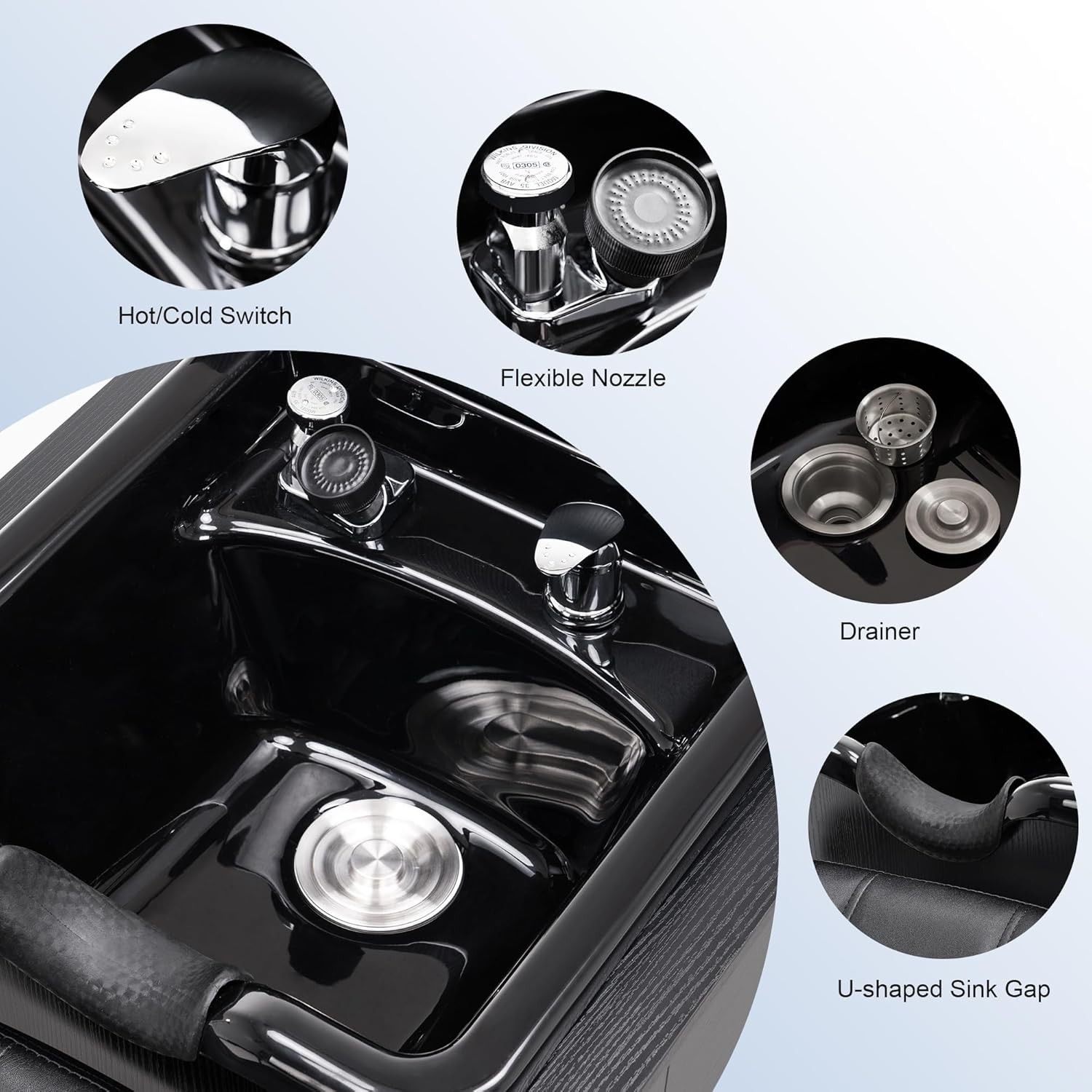 Hair Salon Shampoo Station, Barber SPA Shampoo Backwash Cabinet with Bowl 7134