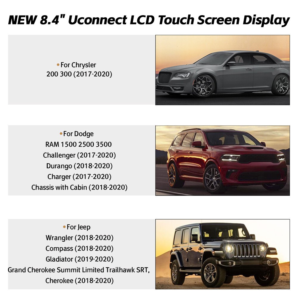 17-22 Replacement 8.4" Uconnect 4C UAQ LCD Display Touch Screen Radio Navigation