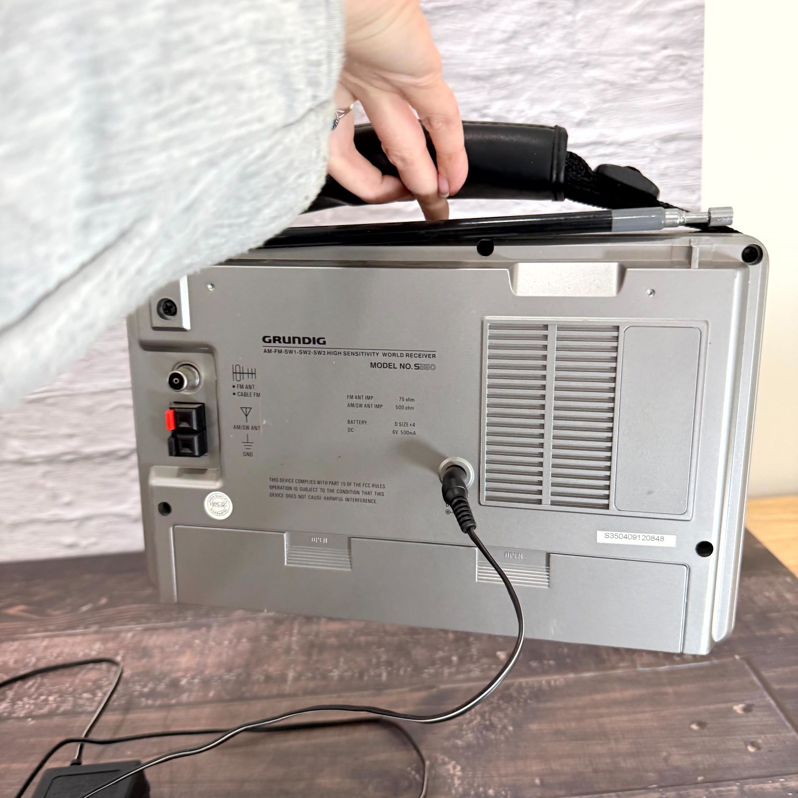 VTG Grundig S350 Short Wave Portable Field Radio AM/FM Built-in Speaker Silver