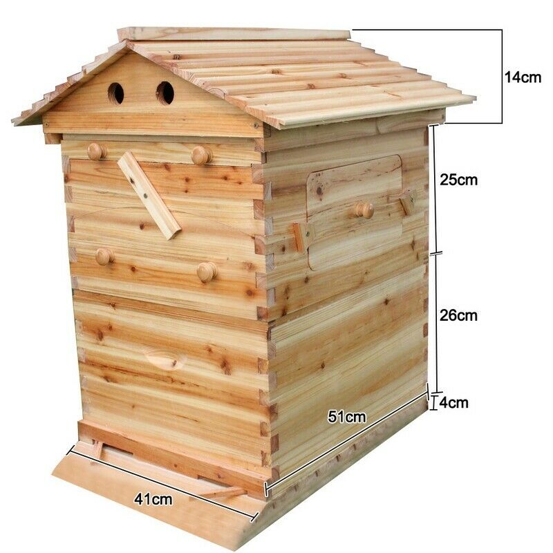 7x Auto Seeping Beehive Honey Hive Frames+Beekeeping Brood Cedarwood Box House