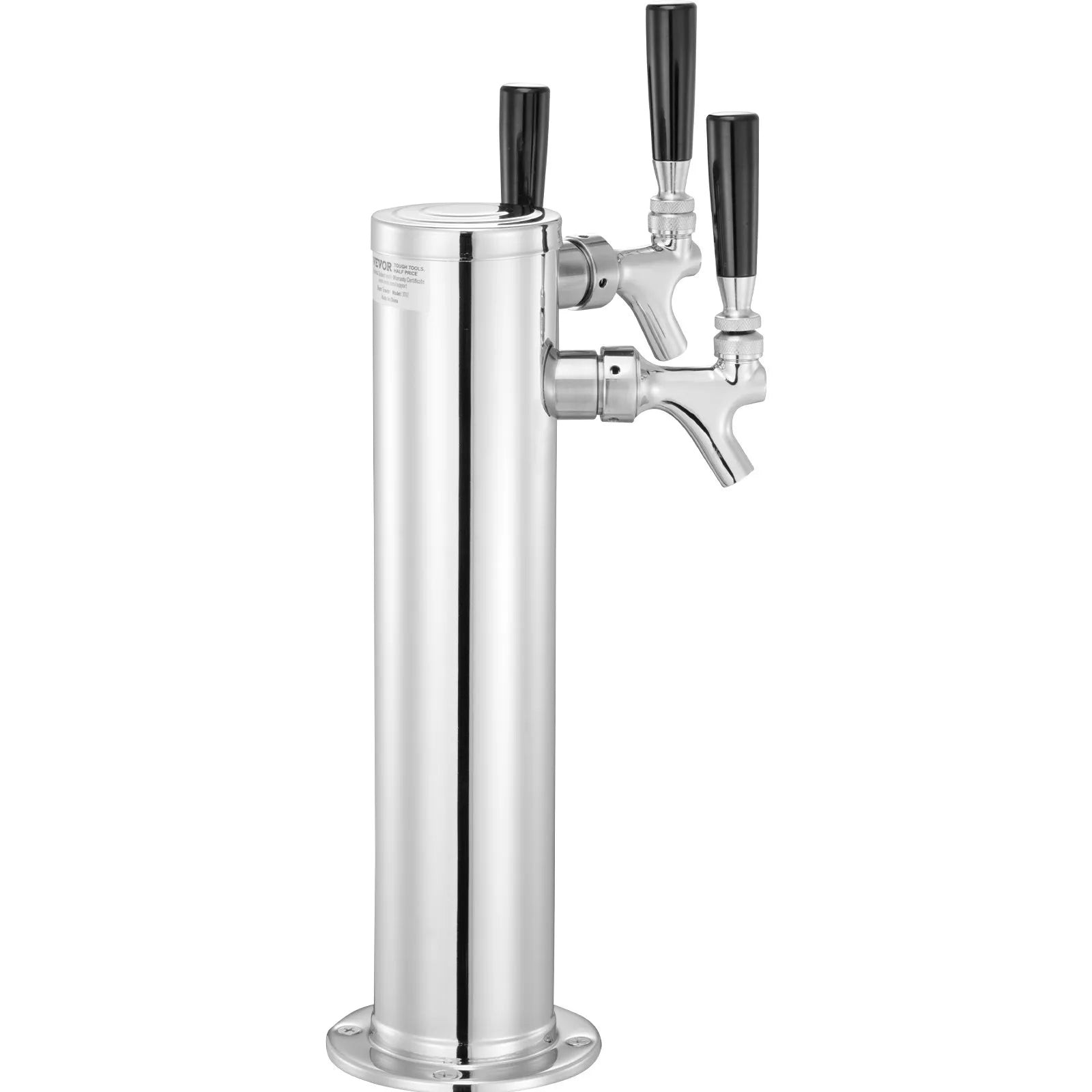 3 Tap Kegerator Beer Tower Stainless Steel Insulated Self-Closing Faucets Kit