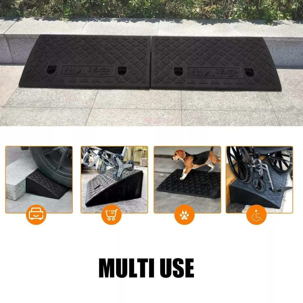 2 Pack Driveway Ramp Heavy Duty Vehicle Curb Rubber Threshold Ramp Professional