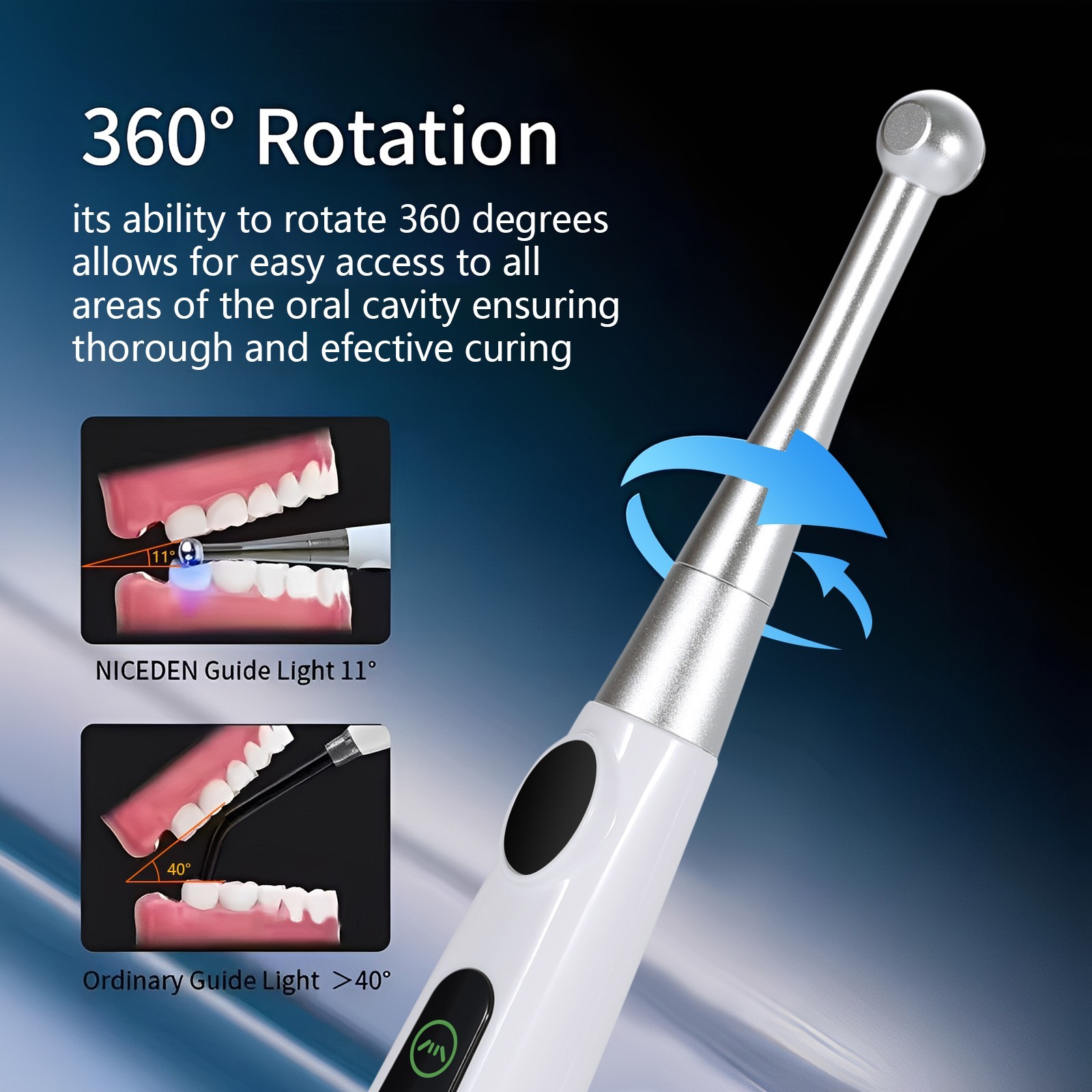 Dental Wireless Cordless LED Cure Curing Light Lamp 2400mw 5W Tool Resin 1 Sec