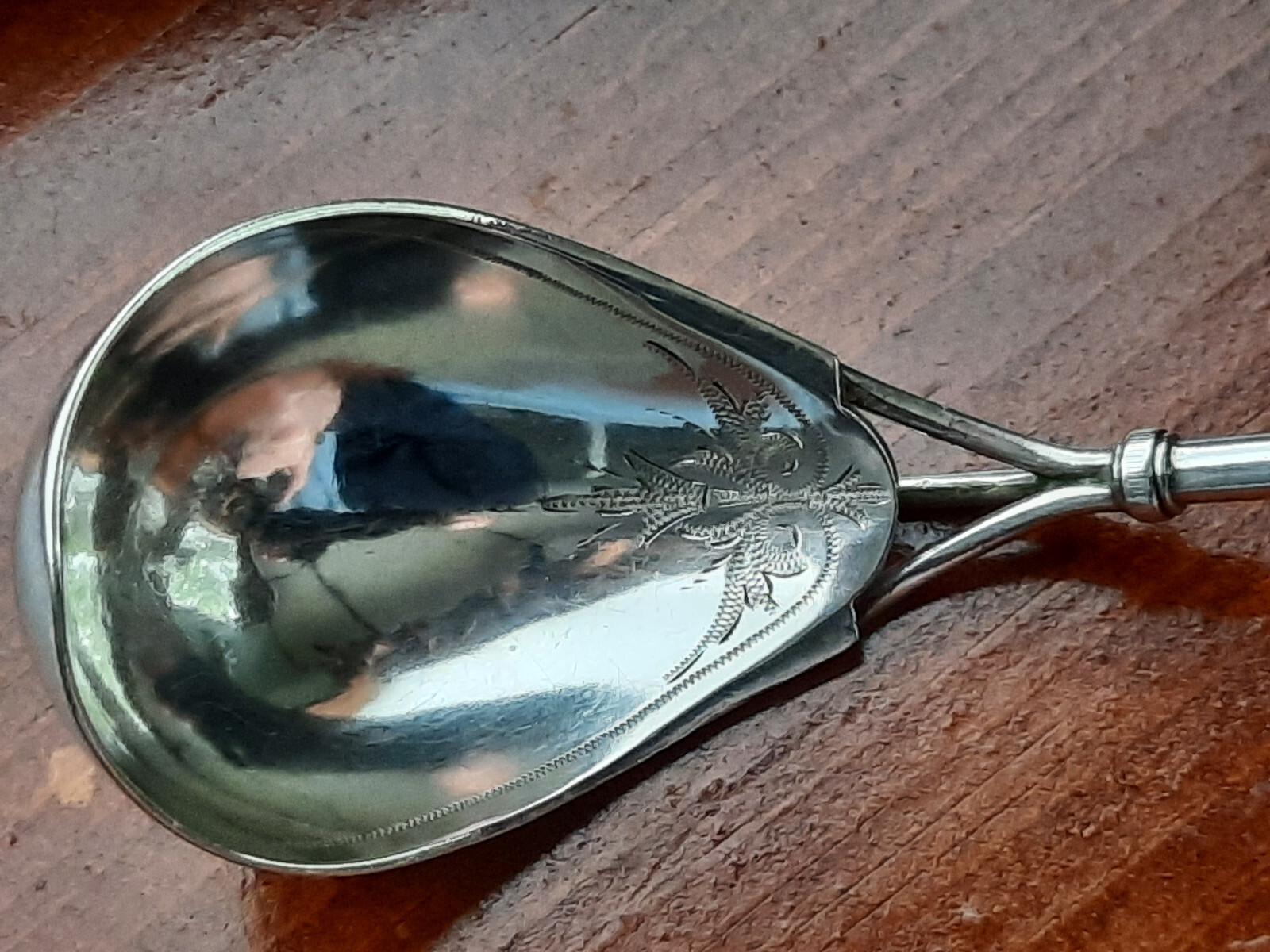 Coin Silver Knowles & Ladd Three Pronged Leaf & Berry Patrn Engraved Sauce Ladle