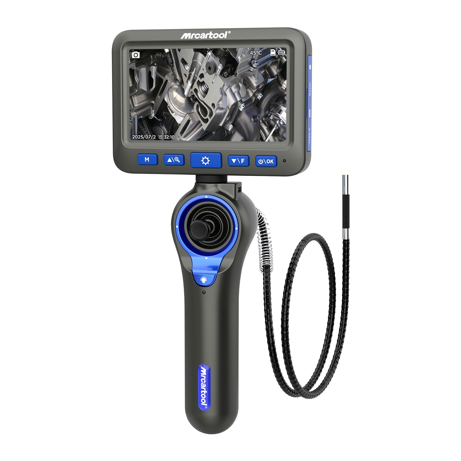 4 Way 360° Articulating Borescope Industrial Endoscope Camera Detachable Screen