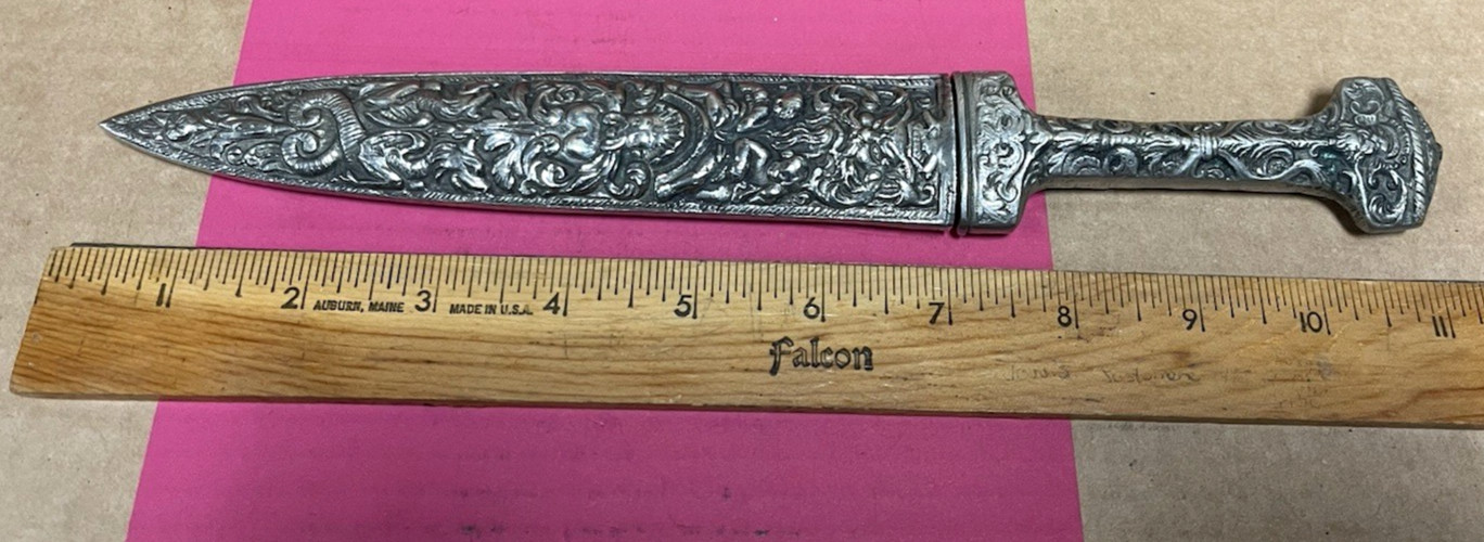 SILVER DAGGER REPLICA 19TH CENTURY GROTESQUE ARABESQUE HANS HOLBEIN ITALY