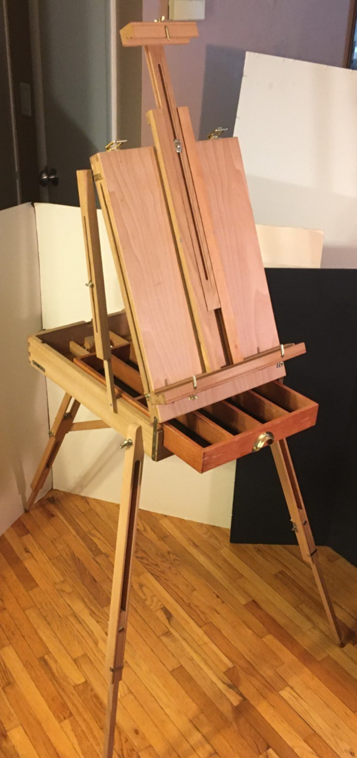 **Vintage FRENCH EASEL FOLDING ARTIST SKETCHBOX PORTABLE SOLID WOOD STORAGE