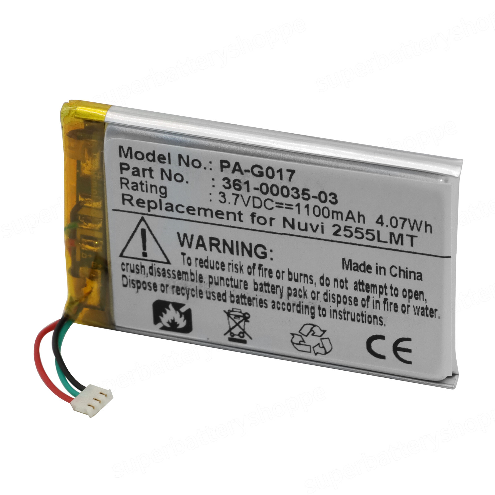 361-00061-02 Battery For Garmin Nuvi 2545LMT 2545LT 2555 2555LMT 2555LT 2557