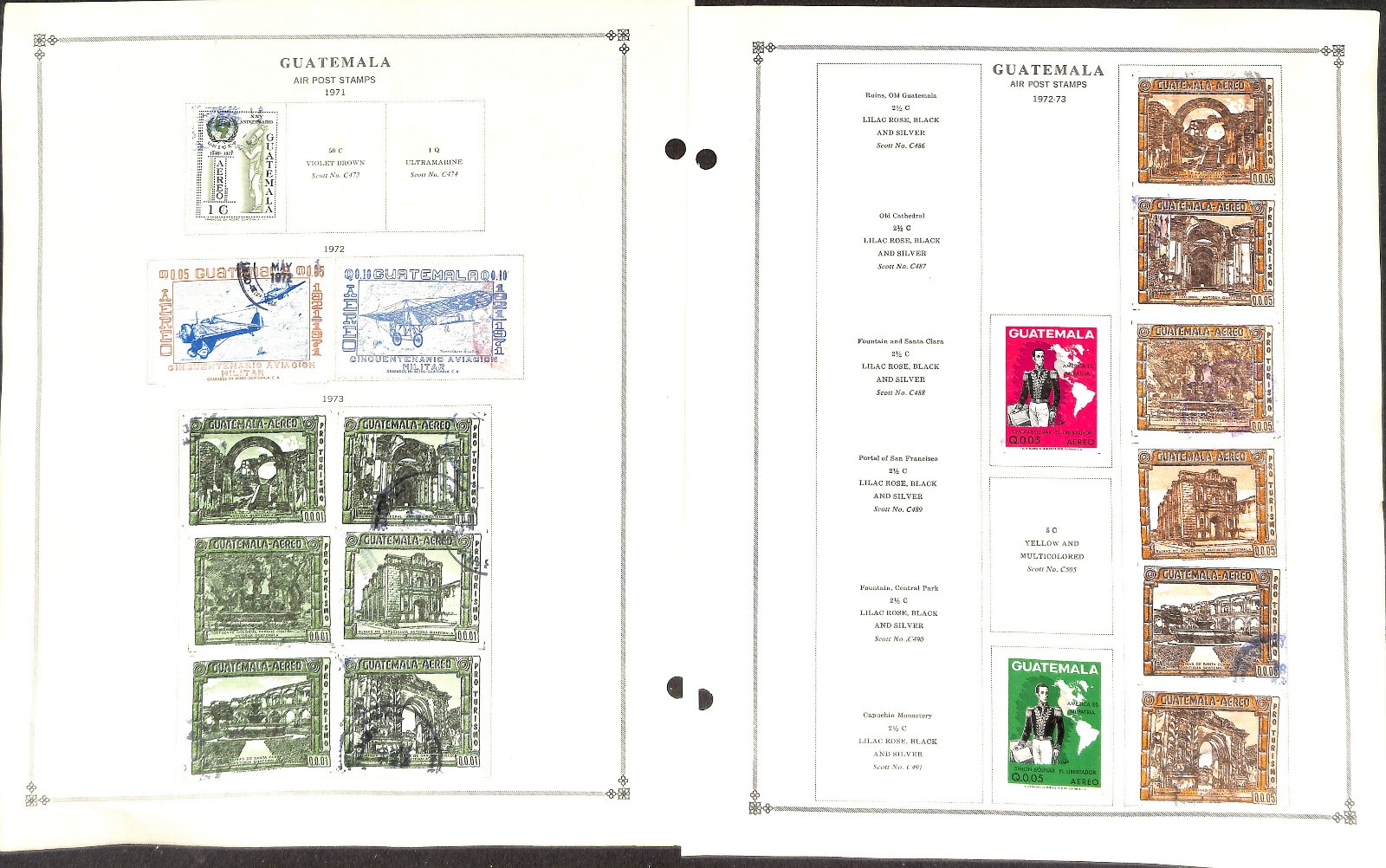 Guatemala Stamp Collection on 50 Scott International Pages, 1871-1976 (BA)