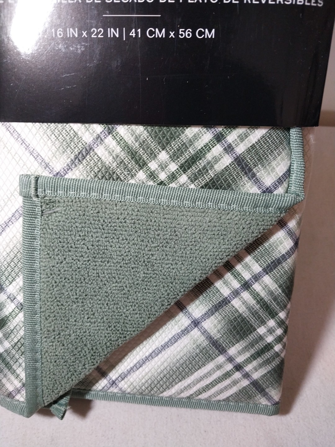 Lauren Ralph Lauren 2 Green White Plaid Reversible Dish Drying Mats 16"x22"