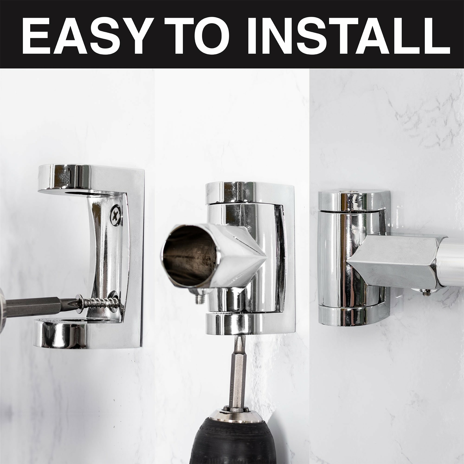 Double Curved Shower Rod Adjustable from 44 in. to 70 in. - Chrome Finish