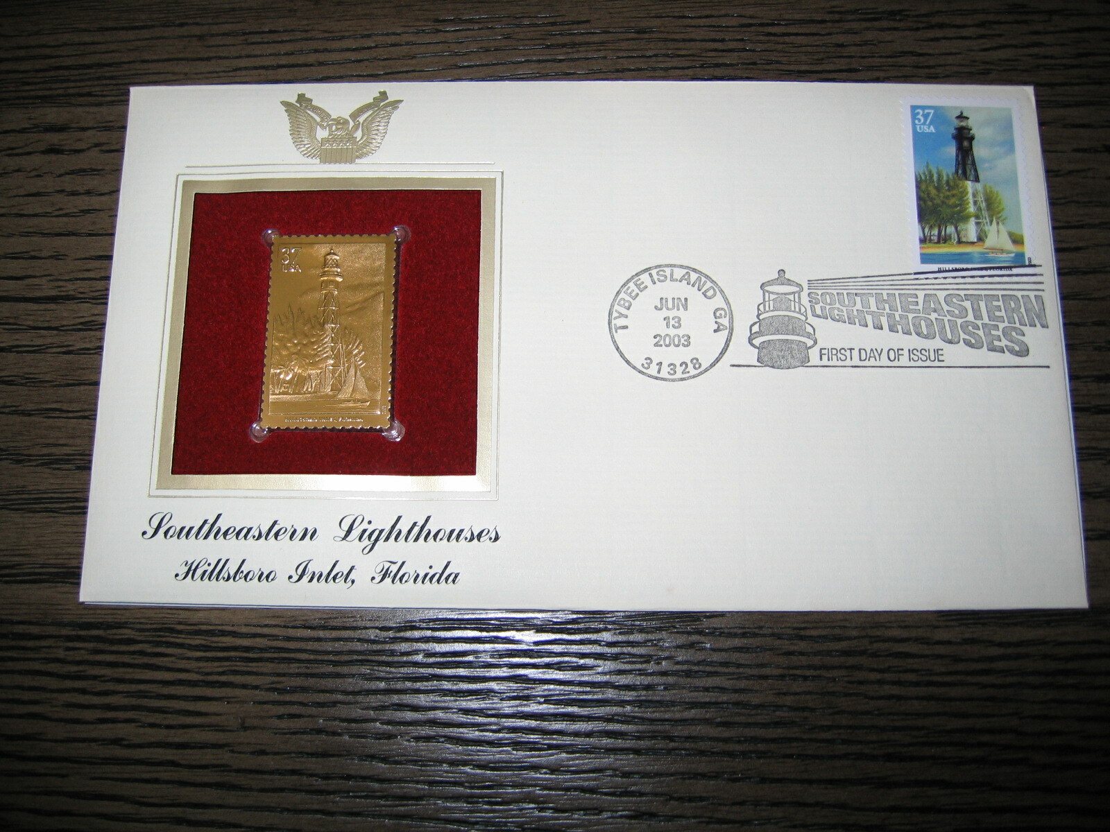 2003 Southeastern Lighthouses Hillsboro Inlet Florida Golden Cover replica STAMP
