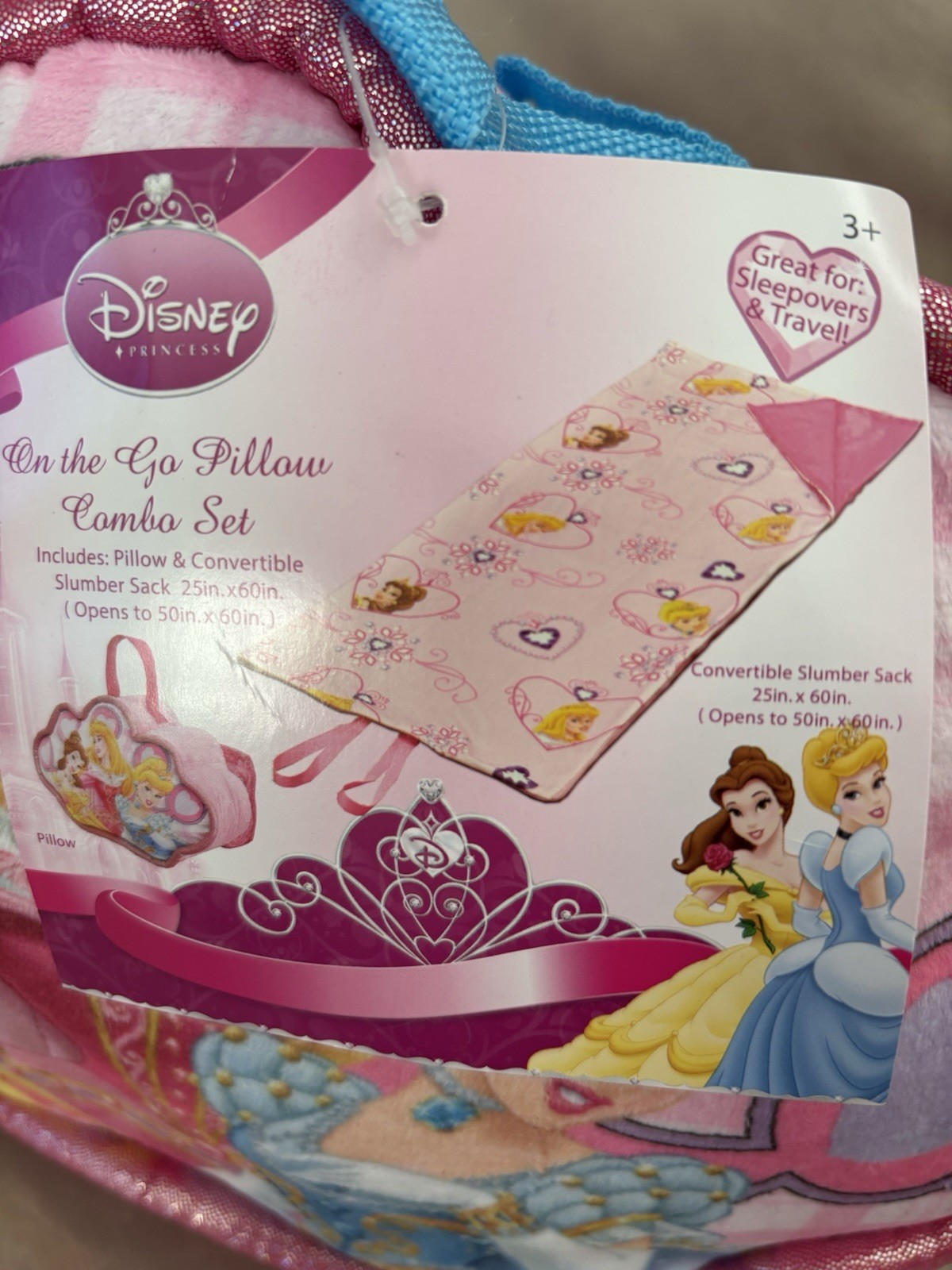 NWT Disney Princesses On The Go Pillow & Convertible Sleep Sack Set