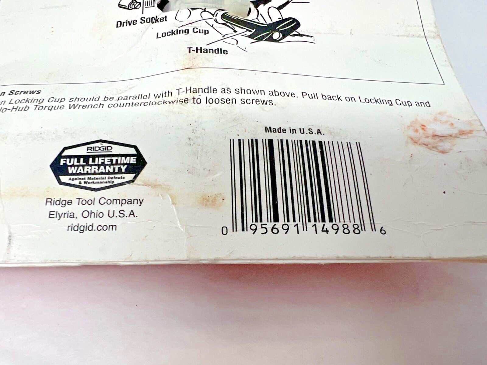 NEW 14988 Ridgid 3/8 No Hub Soil Pipe Torque Wrench 80 IN/LB Fast Free Shipping!